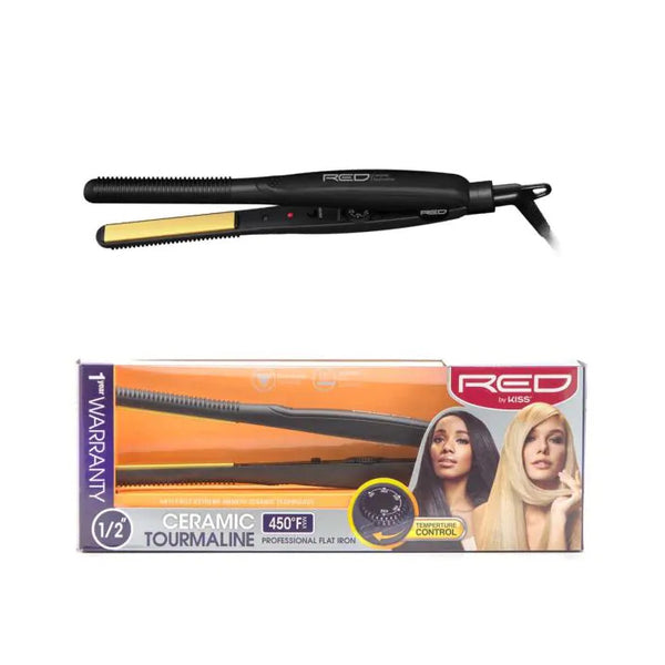 Red By Kiss 1/2" Ceramic Tourmaline Flat Iron Temperature Control #Fi050T