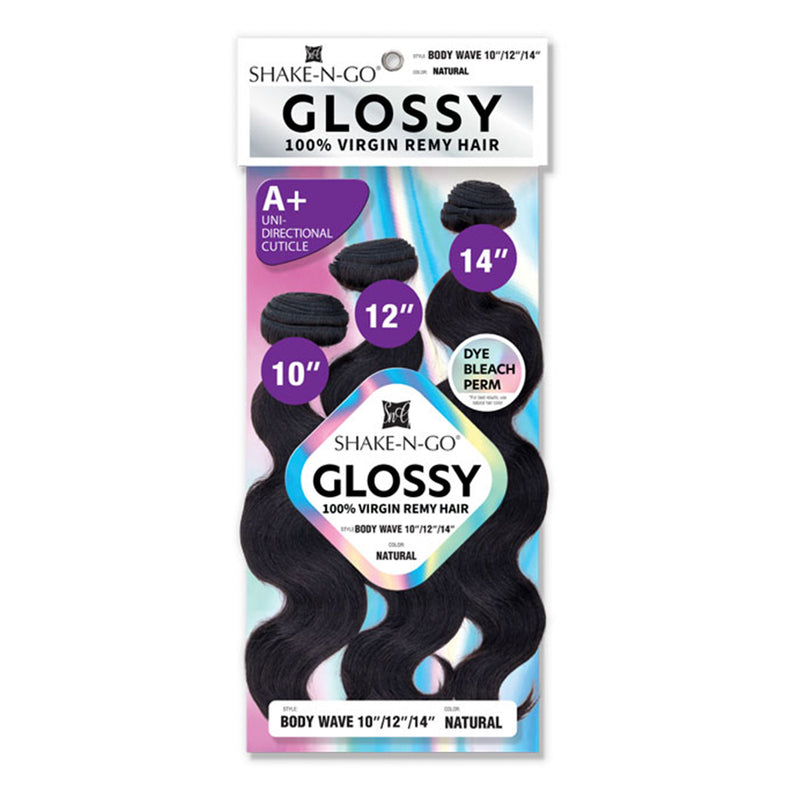 Shake N Go Virgin Remy Hair Weave Glossy 3 Bundles Body Wave 14"16"18"