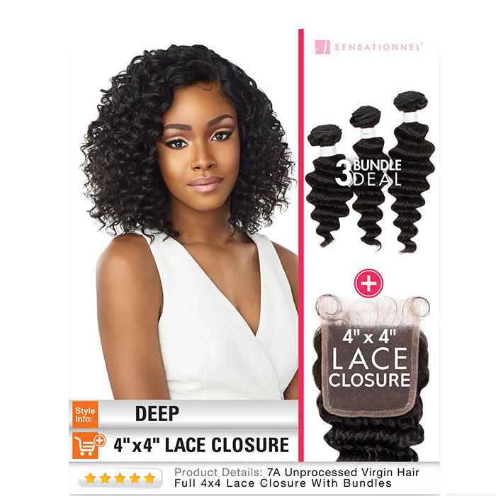 Sensationnel B&n 4x4 Lace Closure Bundle Deal Deep 10"