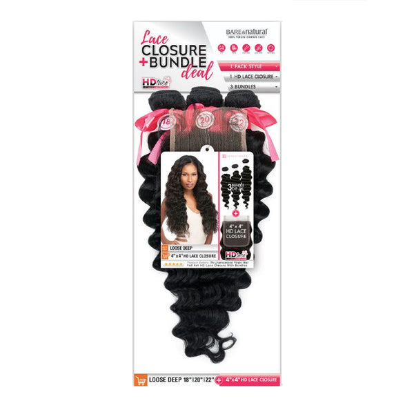 Sensationnel B&n 4x4 Lace Closure Bundle Deal Loose Deep 10"