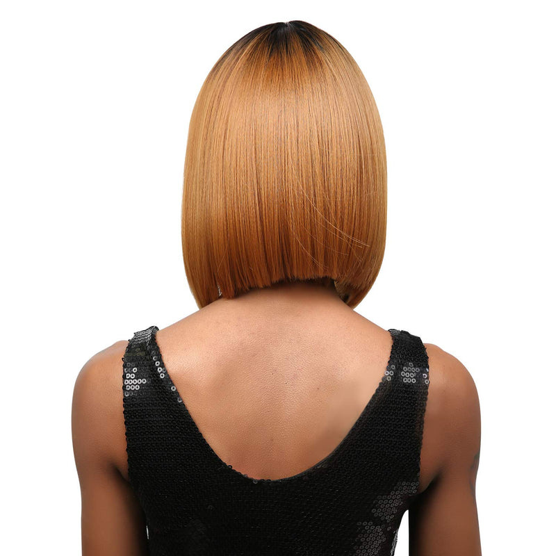Hh-mimi - The Wig Brazilian Human Natural Hair Blend Straight Perfect Bob Style