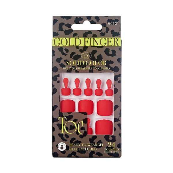 Gold Finger Solid Color Ready-to-wear 24 Toenails