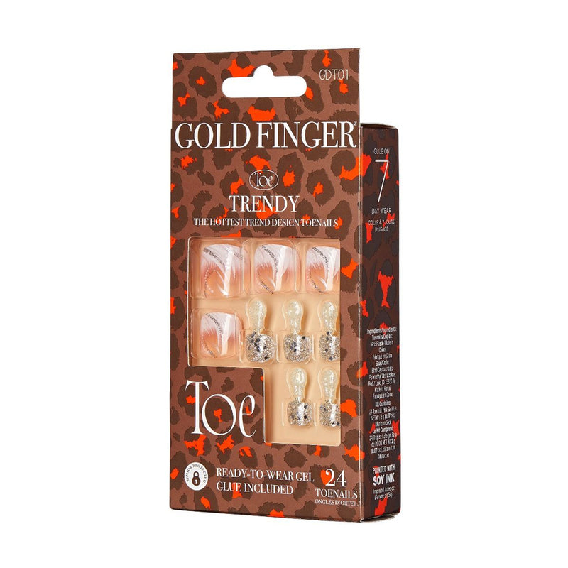 Gold Finger Solid Color Ready-to-wear 24 Toenails