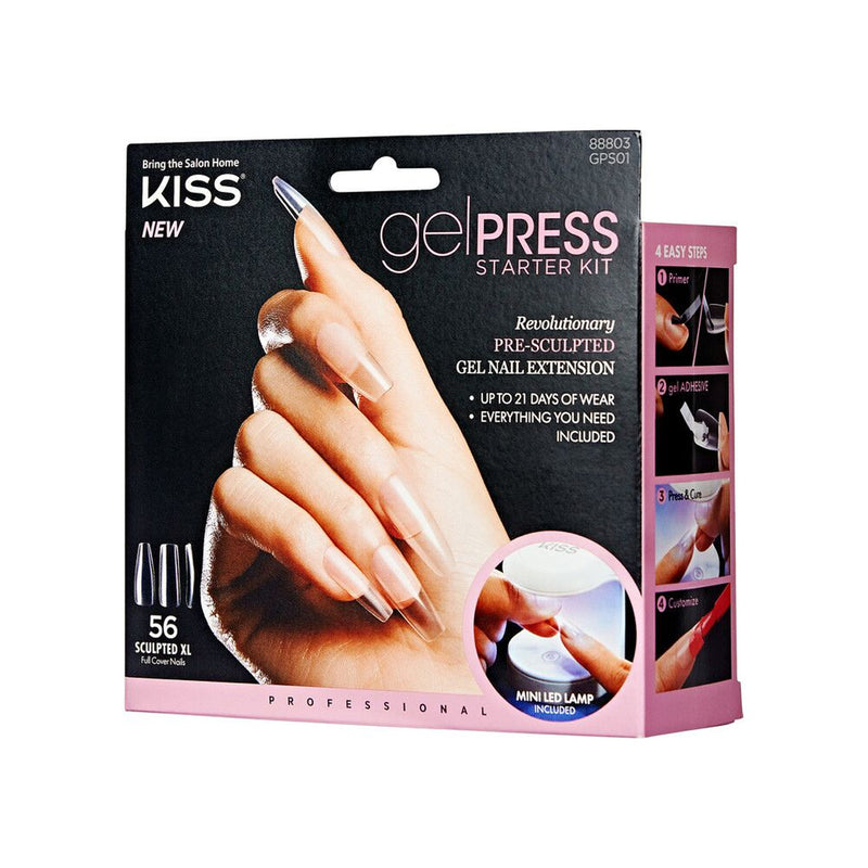Kiss Gel Press Starter Kit 50 Sculpted Xl Full Cover Nails