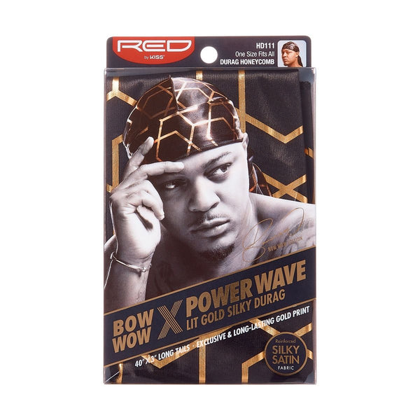 Red By Kiss Power Wave Lit Gold Silky Durag