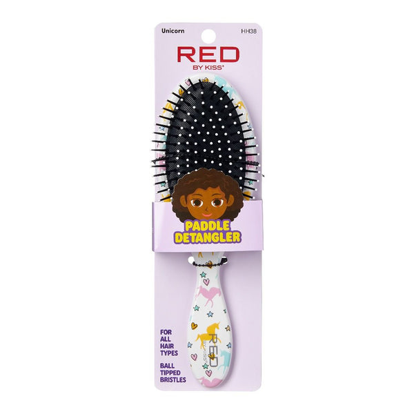 Red Paddle Detangler Brush Unicorn