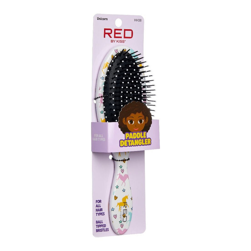 Red Paddle Detangler Brush Unicorn