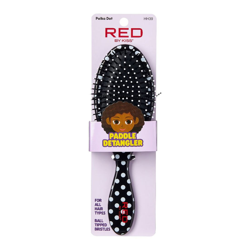 Red Paddle Detangler Brush Polka Dots