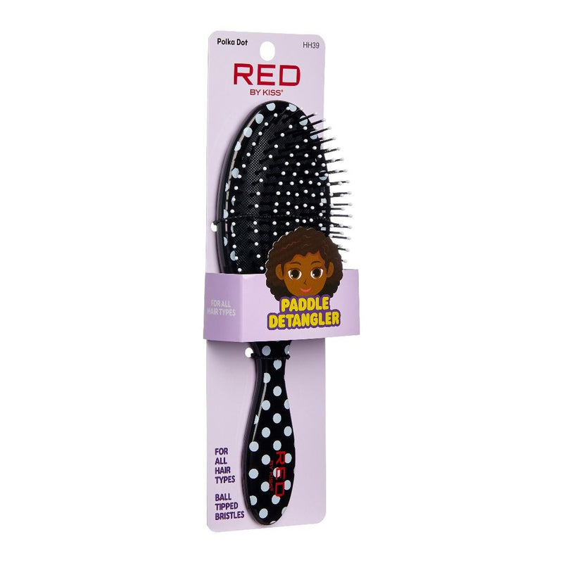 Red Paddle Detangler Brush Polka Dots