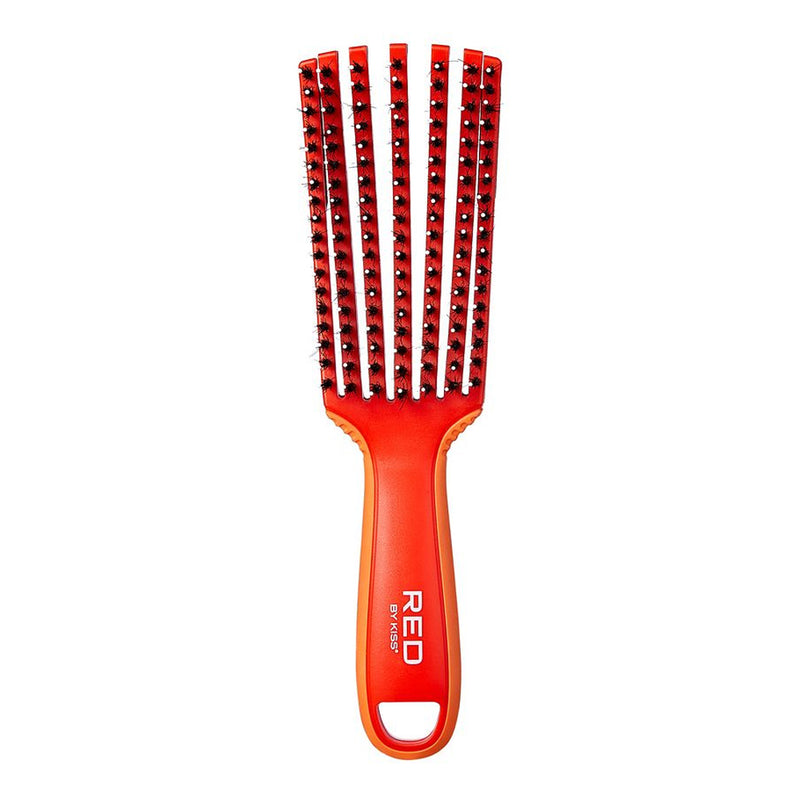 Red 7 Row Glide & Define Detangling Brush Boar Bristles