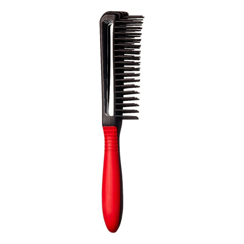 Red 9 Row Glide & Define Detangling Brush Flexible Black