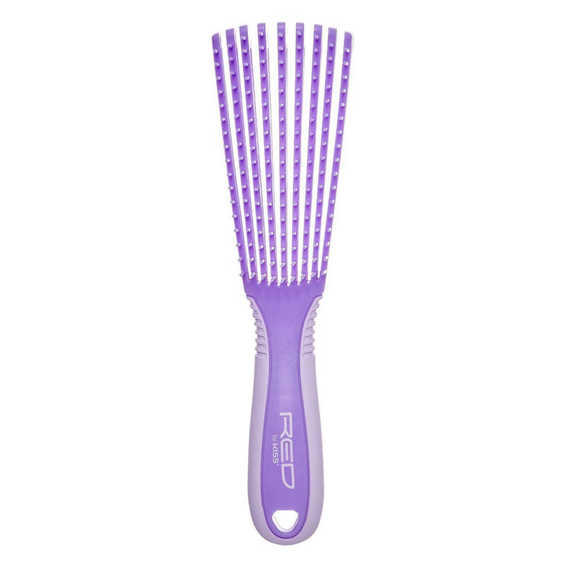 Red 9 Row Glide & Define Detangling Brush Flexible Purple