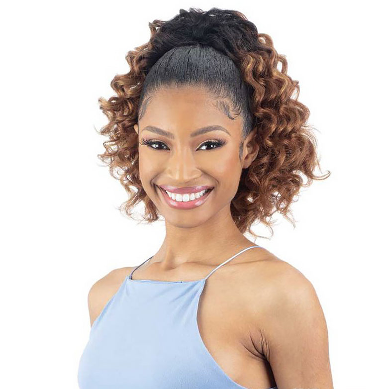 Shake-N-Go Natural Drawstring Ponytail - Natural Deep Curl