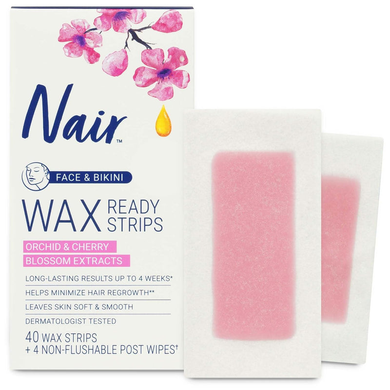 Nair Hair Remover Face & Bikini Wax Ready Strips 40 Counts