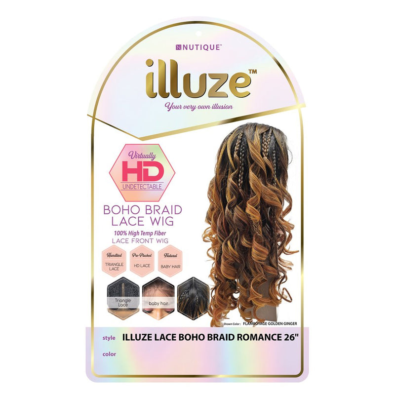 Nutique Illuze Synthetic Hair Glueless Hd Lace Front Wig - Boho Braid Romance 26"