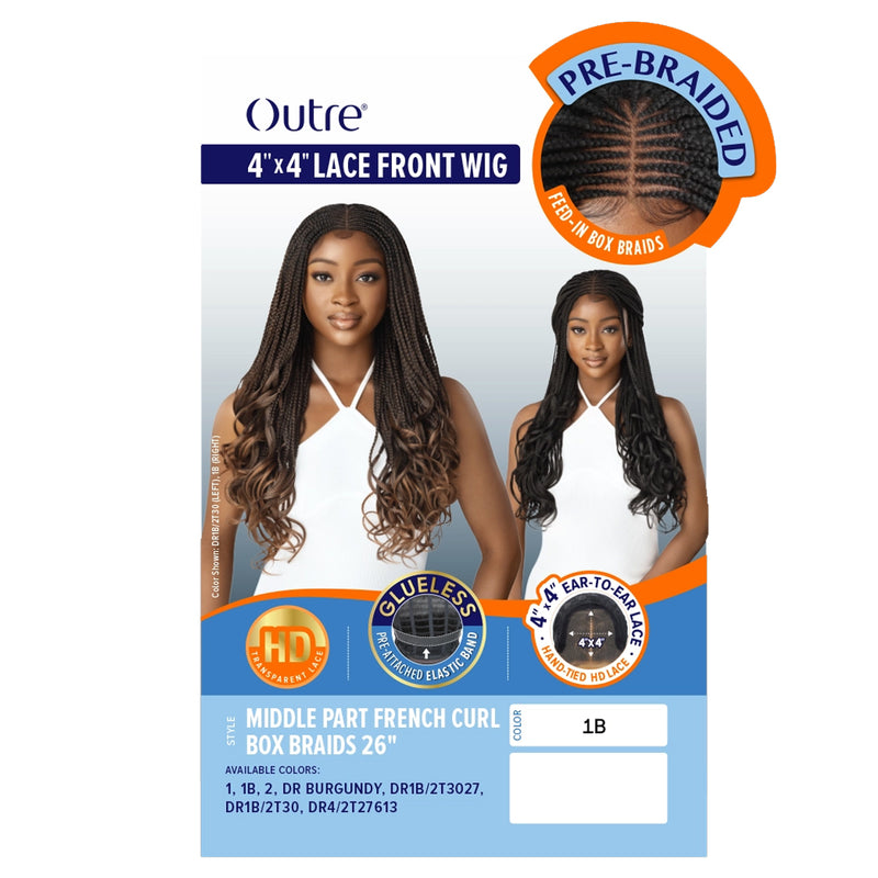 Outre 4x4 Lace Front Wig - Middle Part French Curl Box Braids 26"