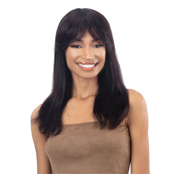 Shake-n-go 100% Virgin Human Hair Curtain Bang Wig Girlfriend Straight