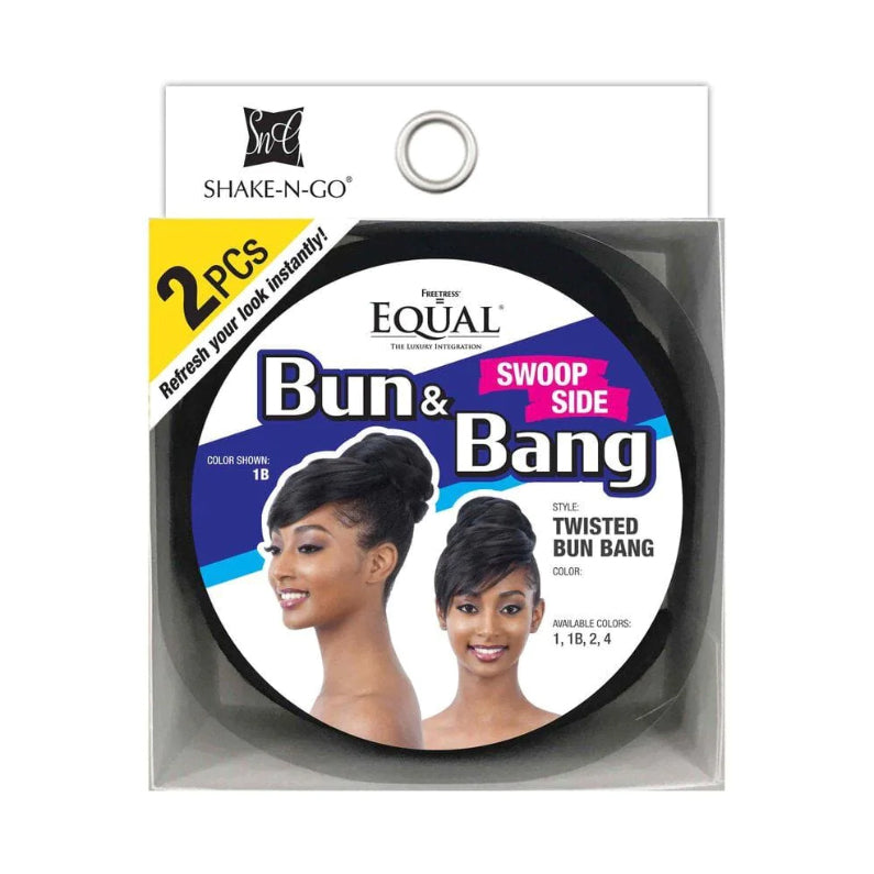Twisted Bun Bang - Freetress Equal Synthetic Bun & Swoop Side Bang