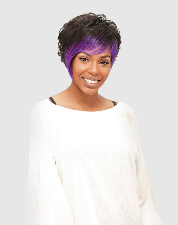 Unea - Vanessa Synthetic Wig Short Side Bang Wavy Style