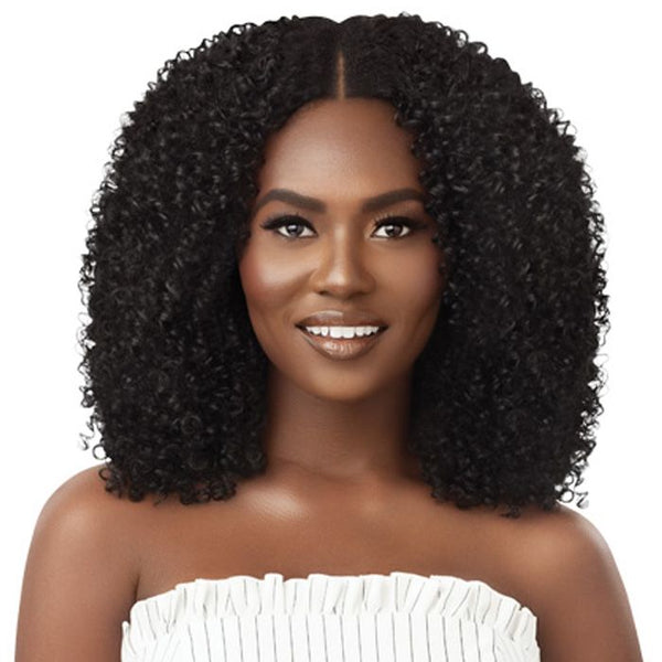 Outre 100% Human Hair Blend U Part Cap Leave Out Wig - Afro Curls 16