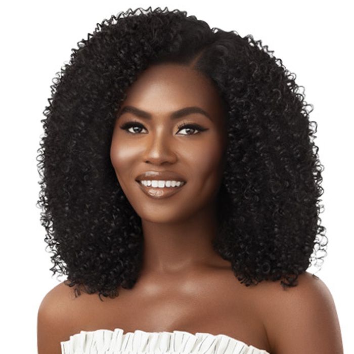 Outre 100% Human Hair Blend U Part Cap Leave Out Wig - Afro Curls 16