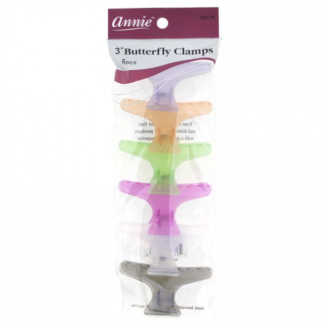 Annie Butterfly Hair Clamps 3" 6 Pcs