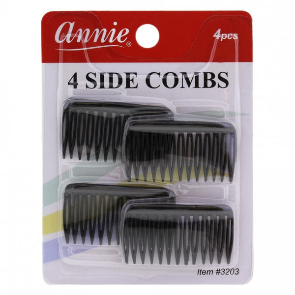 Annie Side Combs Small 4 Pcs #3203 & #3207 [Black]