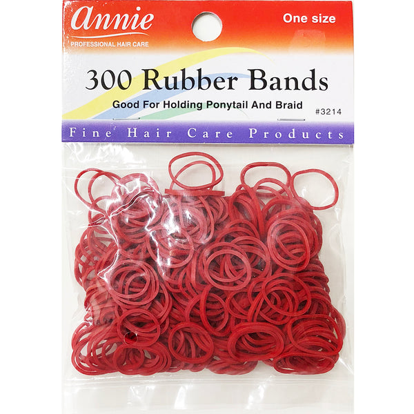 Annie 300 Rubber Bands Small One Size 1/2" For Ponytail/Braid Elastic Hair Tie [#3214 Red]