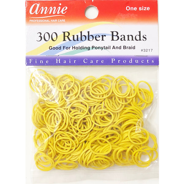 Annie 300 Rubber Bands Small One Size 1/2" For Ponytail/Braid Elastic Hair Tie [#3217 Yellow]