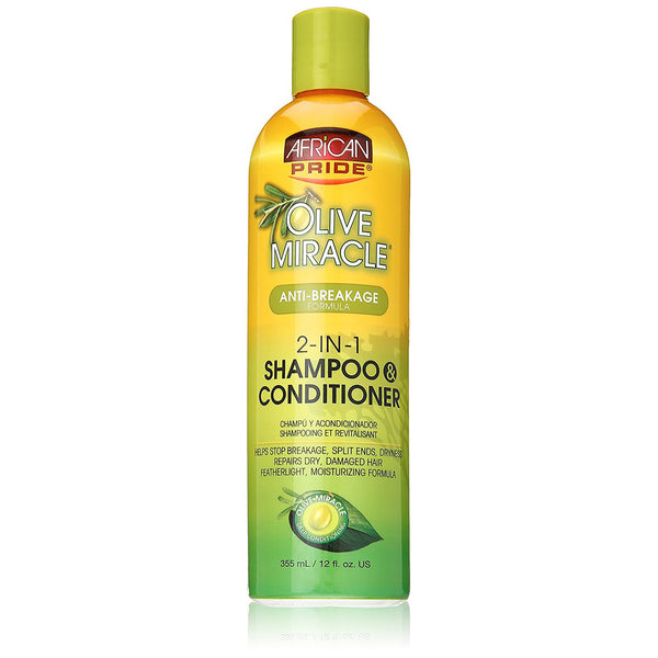 [African Pride] Olive Miracle Anti-Breakage 2-In-1 Shampoo & Conditioner 12Oz