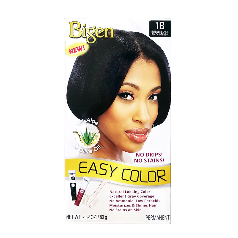 [Bigen] Easy Color Long Lasting Permanent Hair Dye Gray Covers 2.82Oz [1B Intense Black]