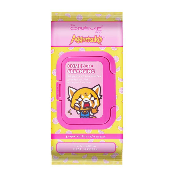 [The Creme Shop] Aggretsuko Complete Cleansing 20 Pre-Wet Towelettes, Grapefruit