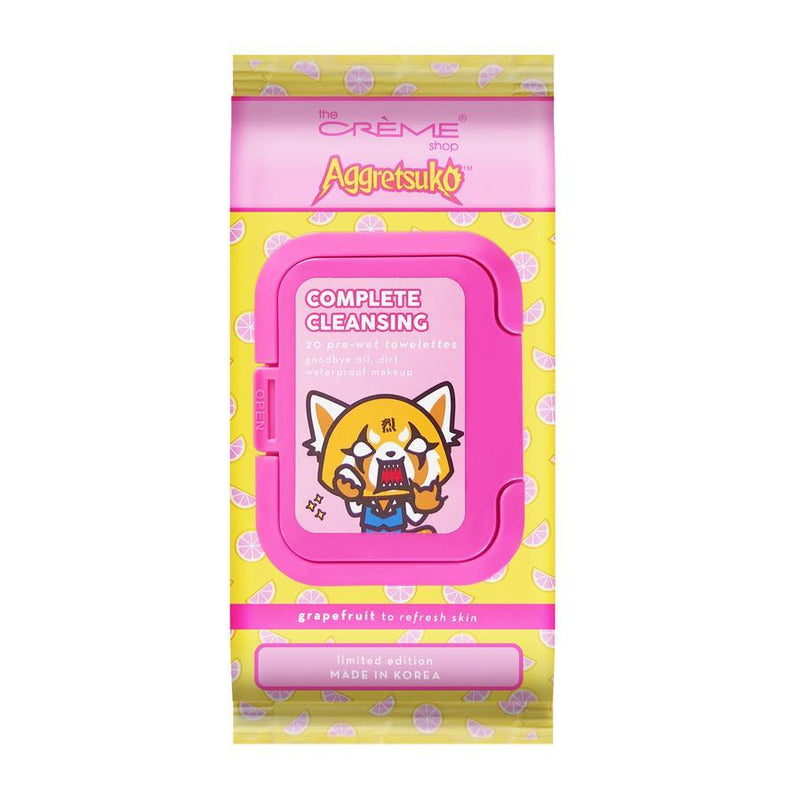 [The Creme Shop] Aggretsuko Complete Cleansing 20 Pre-Wet Towelettes, Grapefruit