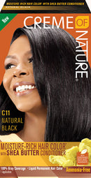 [Creme Of Nature] Moisture-Rich Hair Color Dye Kit W/ Shea Butter Conditioner [C11 Natural Black]
