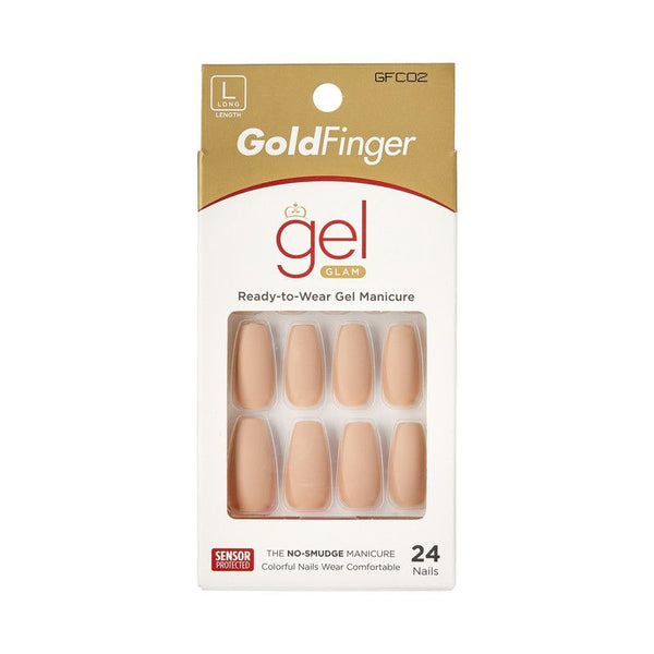 Kiss Gold Finger Gel Glam 24 Nails Gfc02 Hot Pink