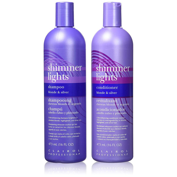 Clairol Shimmer Lights Blonde & Silver Shampoo & Conditioner 16Oz Each Set