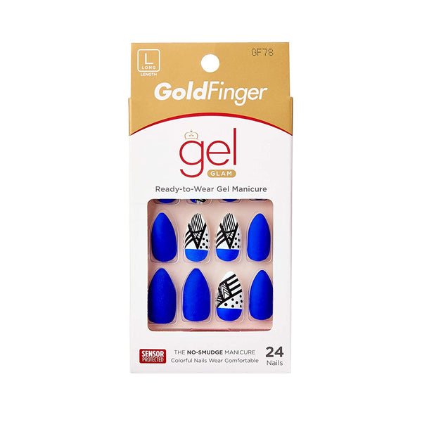 Kiss Gold Finger Posh Queen 24 Full Cover Nails Glue On Included Losh [Gf78]