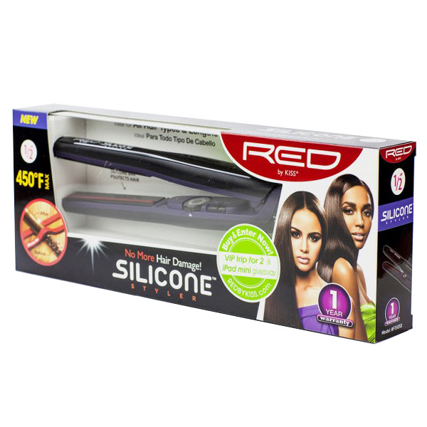 Red By Kiss 1/2" No More Hair Damage Silicone Styler Flat Iron #Fis050