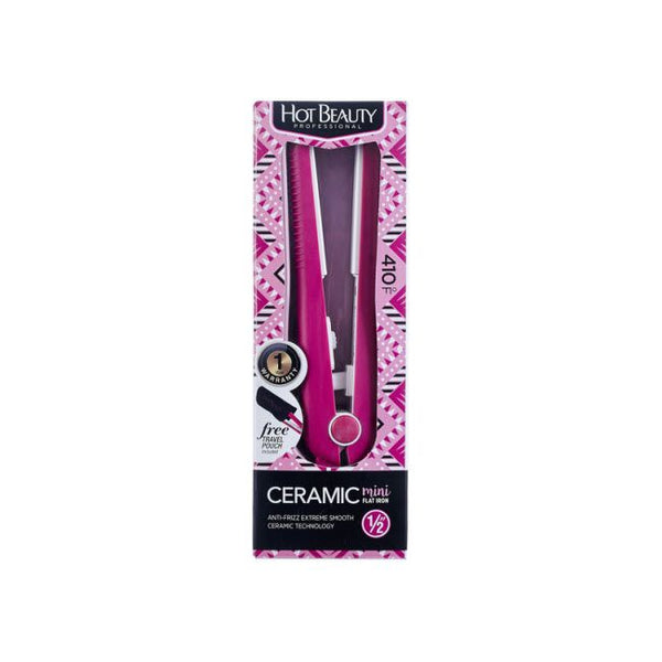 Hot Beauty Ceramic Mini Flat Iron 1/2" Hair Straightener - Pink