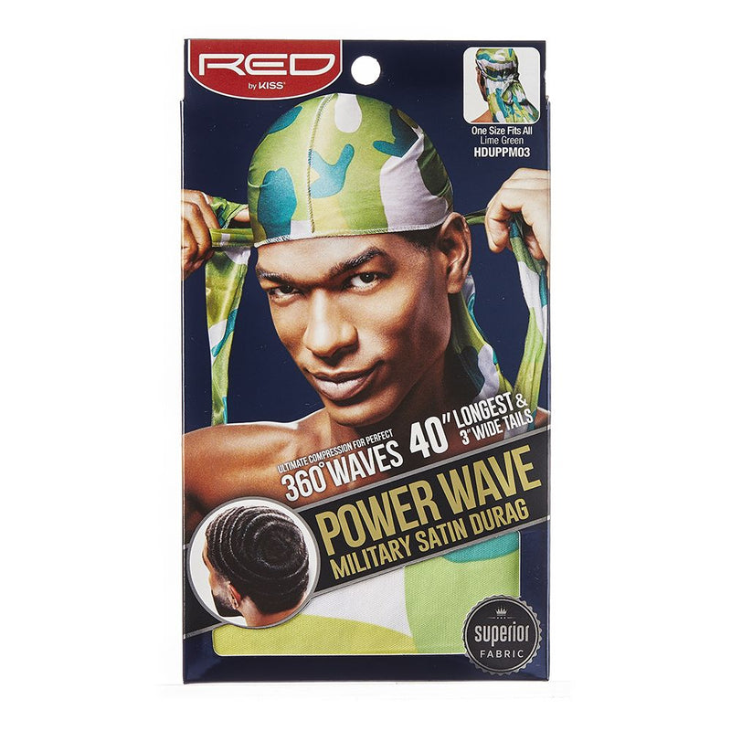 [Red By Kiss] Power Wave Military Satin Durag 40" Longest Tails