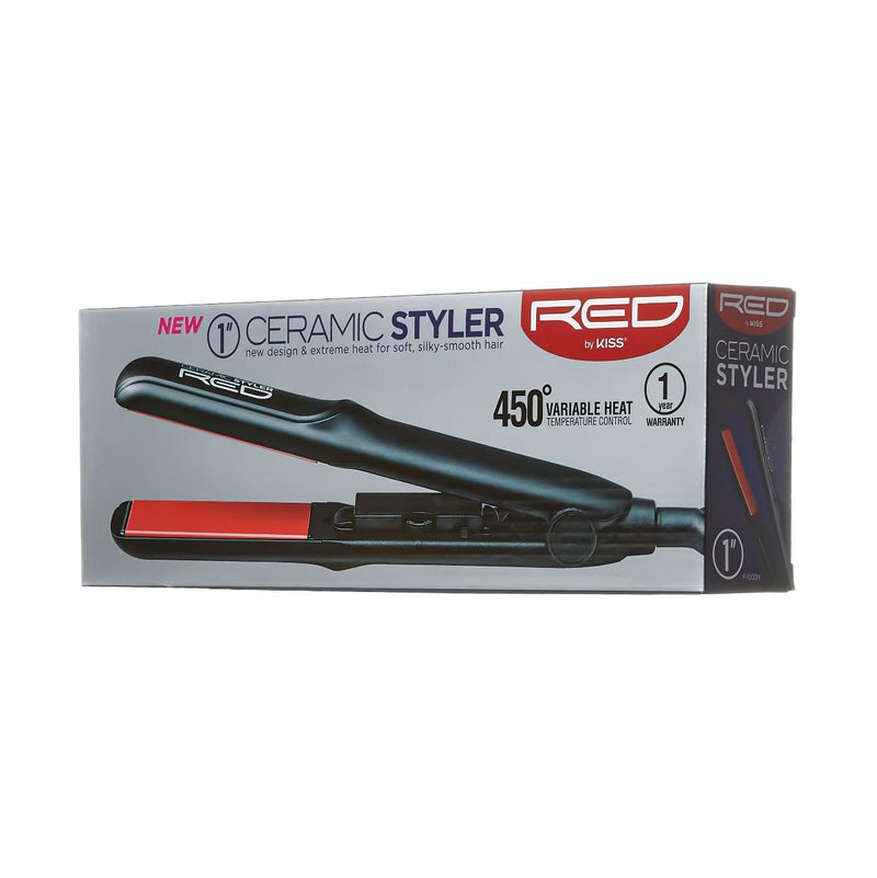 Red By Kiss 1" Ceramic Styler Flat Iron Variable Heat Hair Straightener