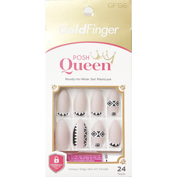 Kiss Gold Finger Posh Queen 24 Full Cover Nails Glue On Included Losh [Gf56]