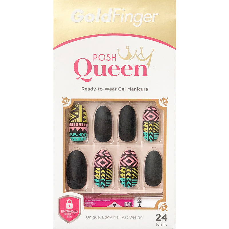 Kiss Gold Finger Posh Queen 24 Full Cover Nails Glue On Included Losh [Gf93]