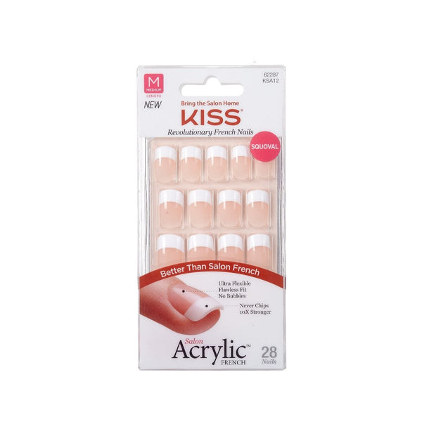 [Kiss] Acrylic French Kit Medium Length 28 Nails, Rumour Mill