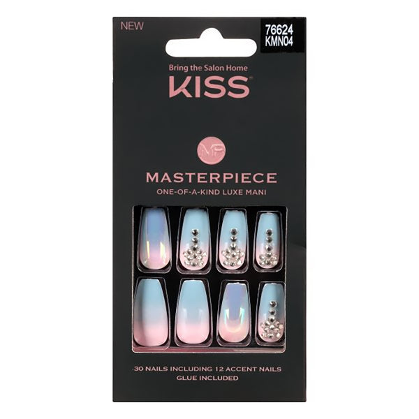 Kiss Masterpiece One-Of-A-Kind Luxe Mani 30 Nails Long Length Kmn04 Hot Like Fire