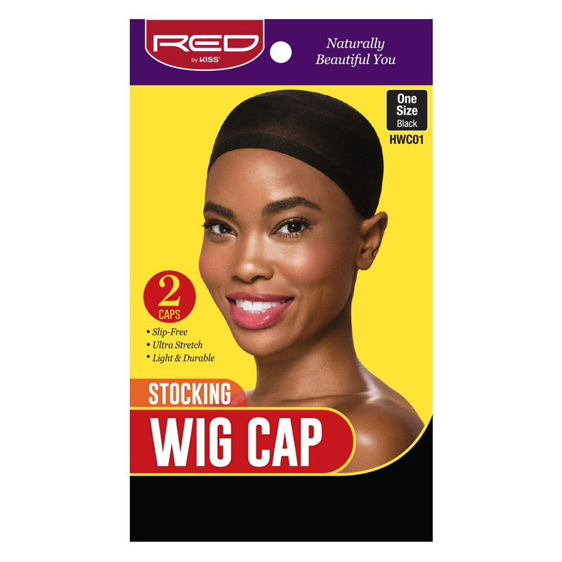 Red By Kiss Stocking Wig Cap 2Pcs One Size Durable Ultra Stretch [Hwc01 Black]
