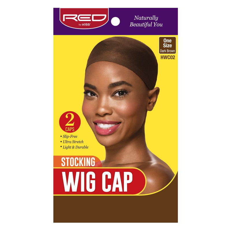 Red By Kiss Stocking Wig Cap 2Pcs One Size Durable Ultra Stretch [Hwc02 Dark Brown]